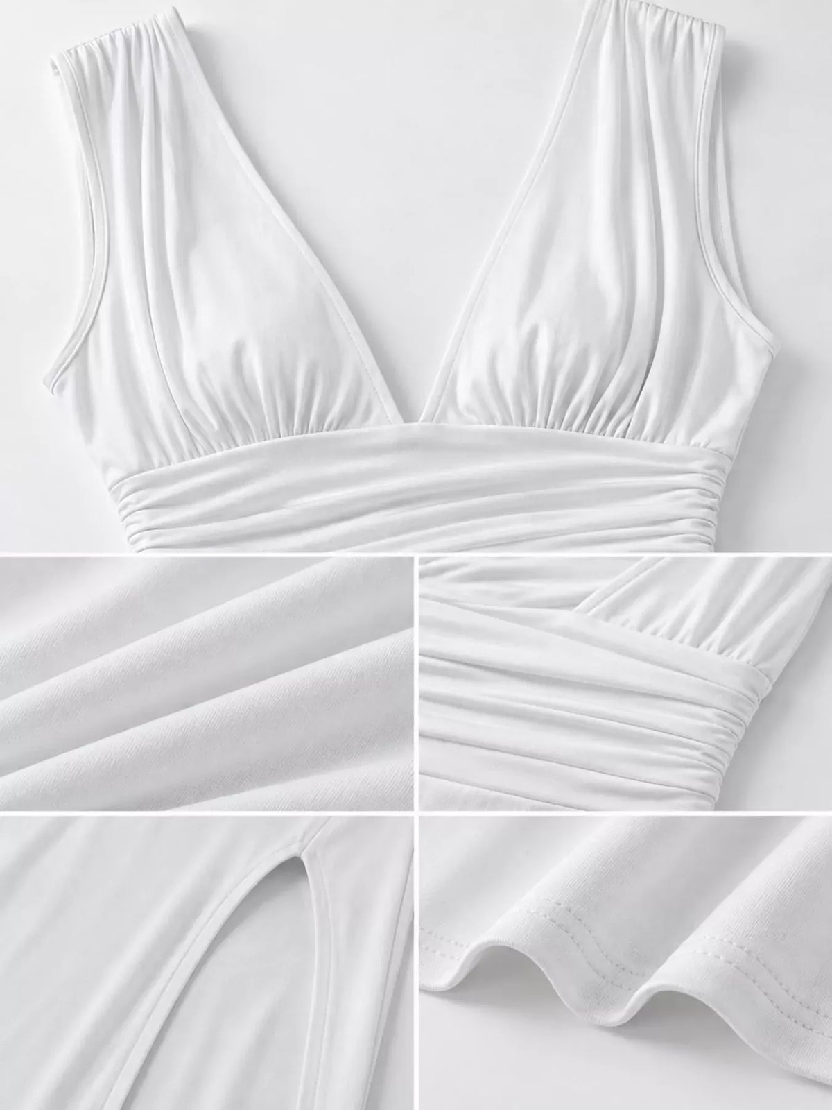 Sleeveless Deep V-Neck Ruched High-Slit Bodycon Dress The Nichole Collection - Official Site