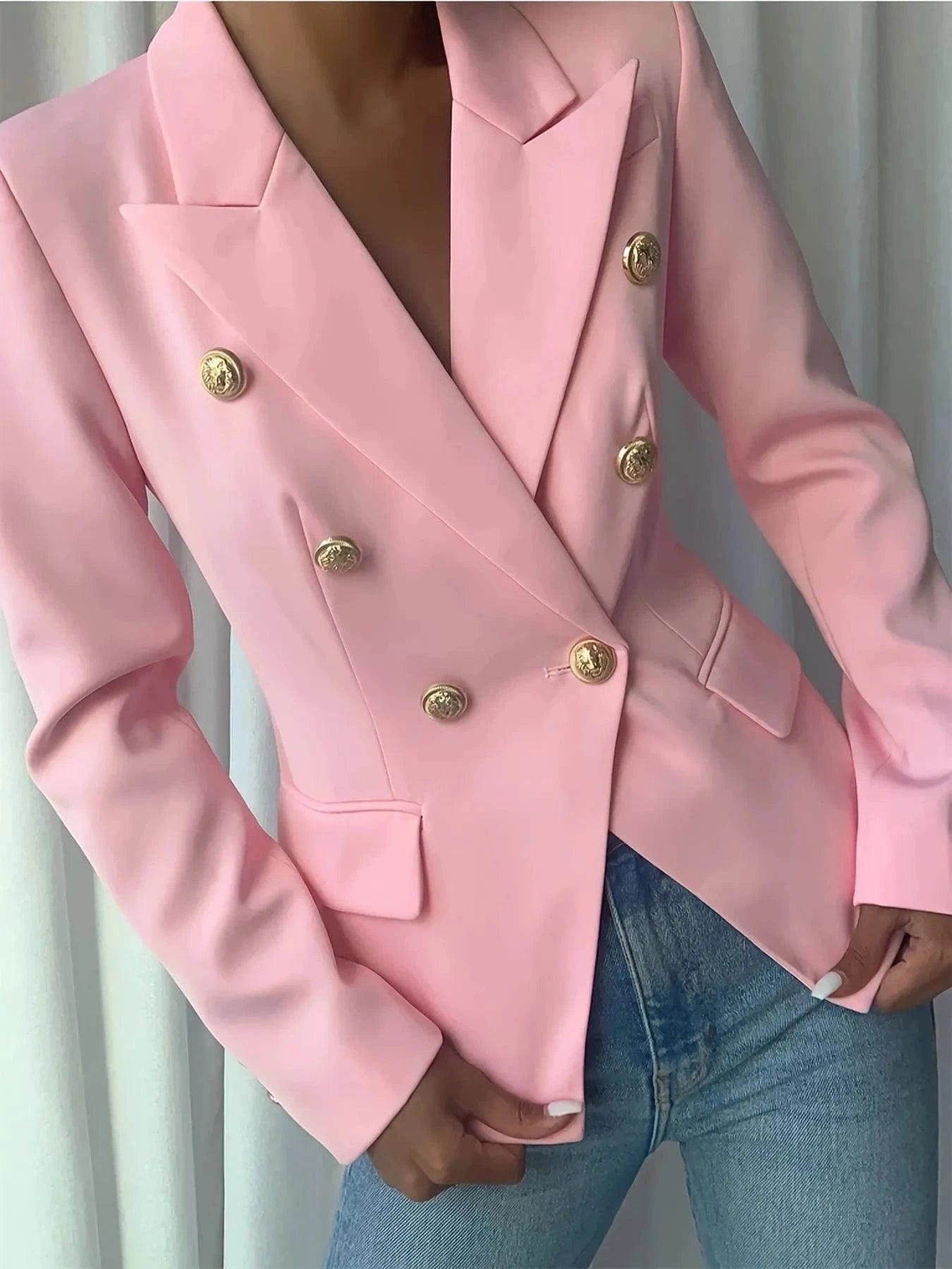Decor Button Lapel Collar Blazer Blazers The Nichole Collection