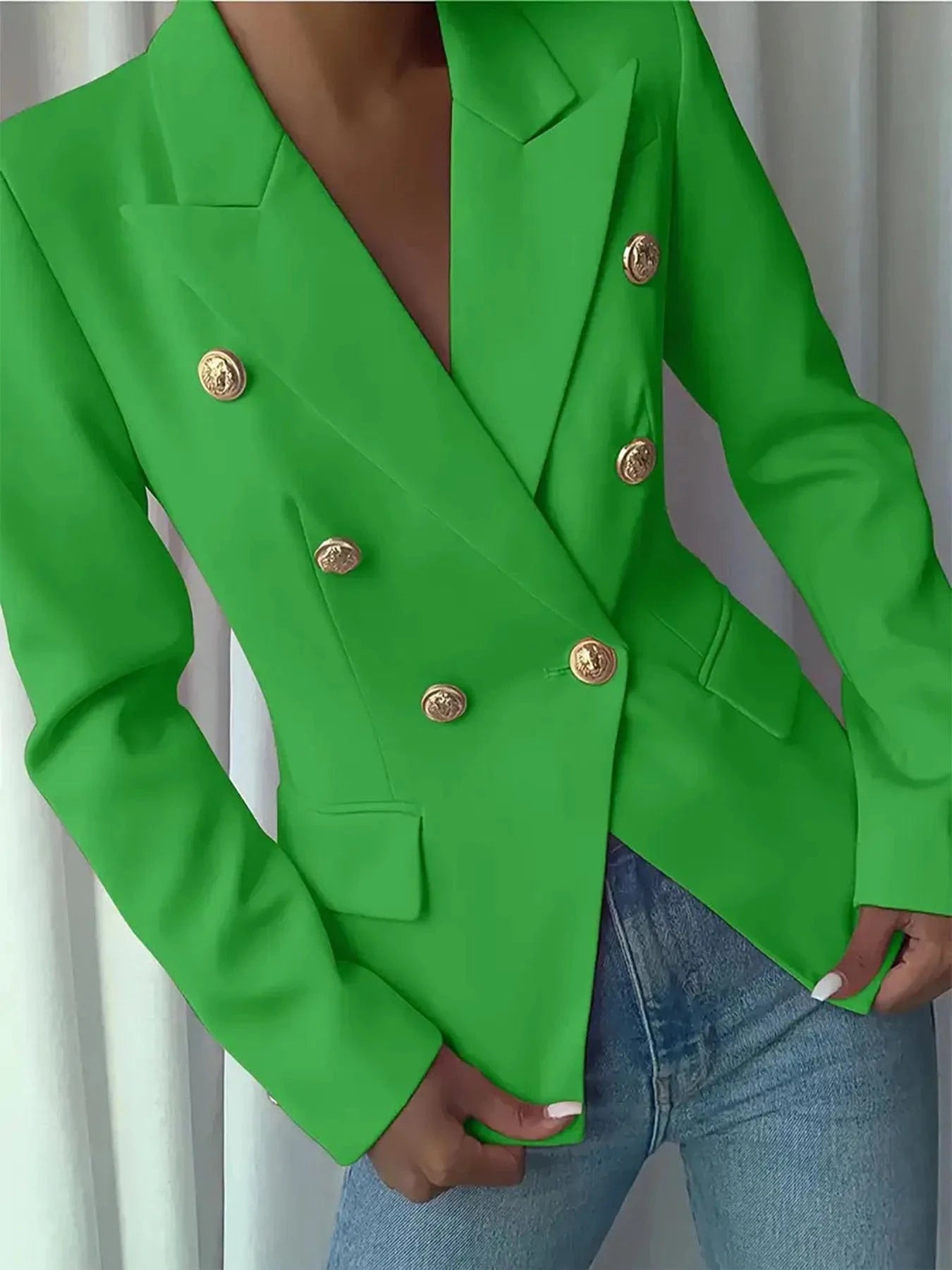Decor Button Lapel Collar Blazer Blazers The Nichole Collection