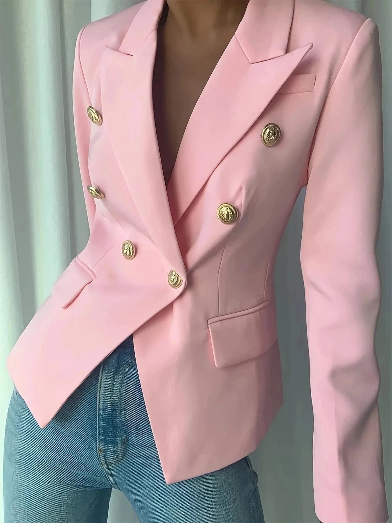 Decor Button Lapel Collar Blazer Blazers The Nichole Collection