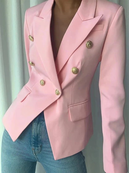 Decor Button Lapel Collar Blazer Blazers The Nichole Collection