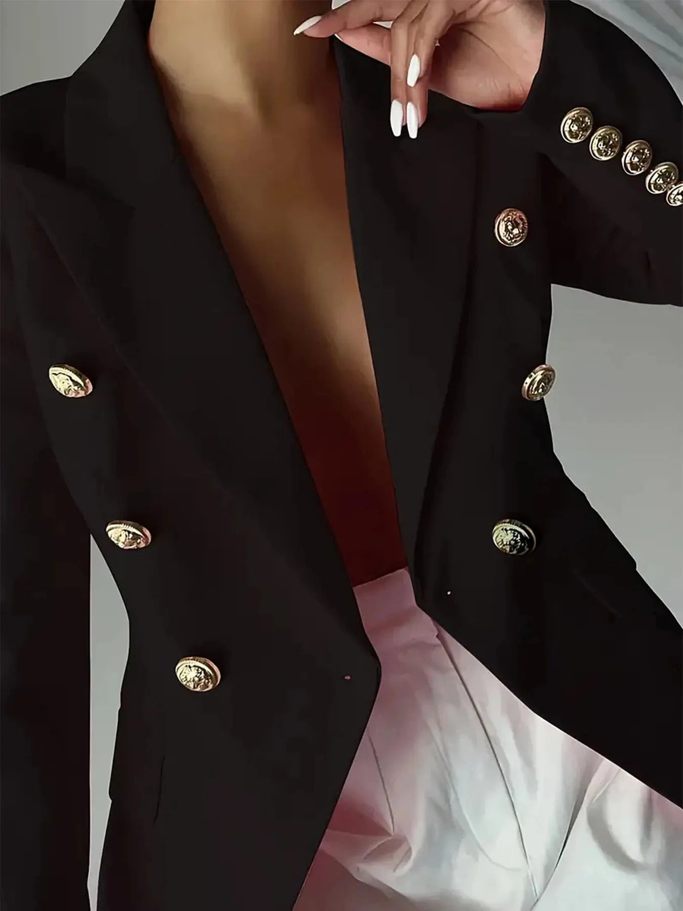 Decor Button Lapel Collar Blazer Blazers The Nichole Collection