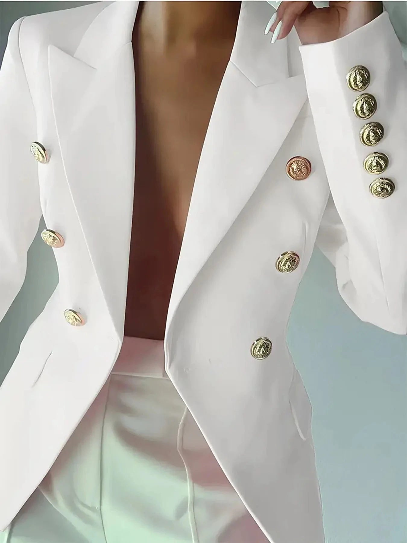 Decor Button Lapel Collar Blazer Blazers The Nichole Collection