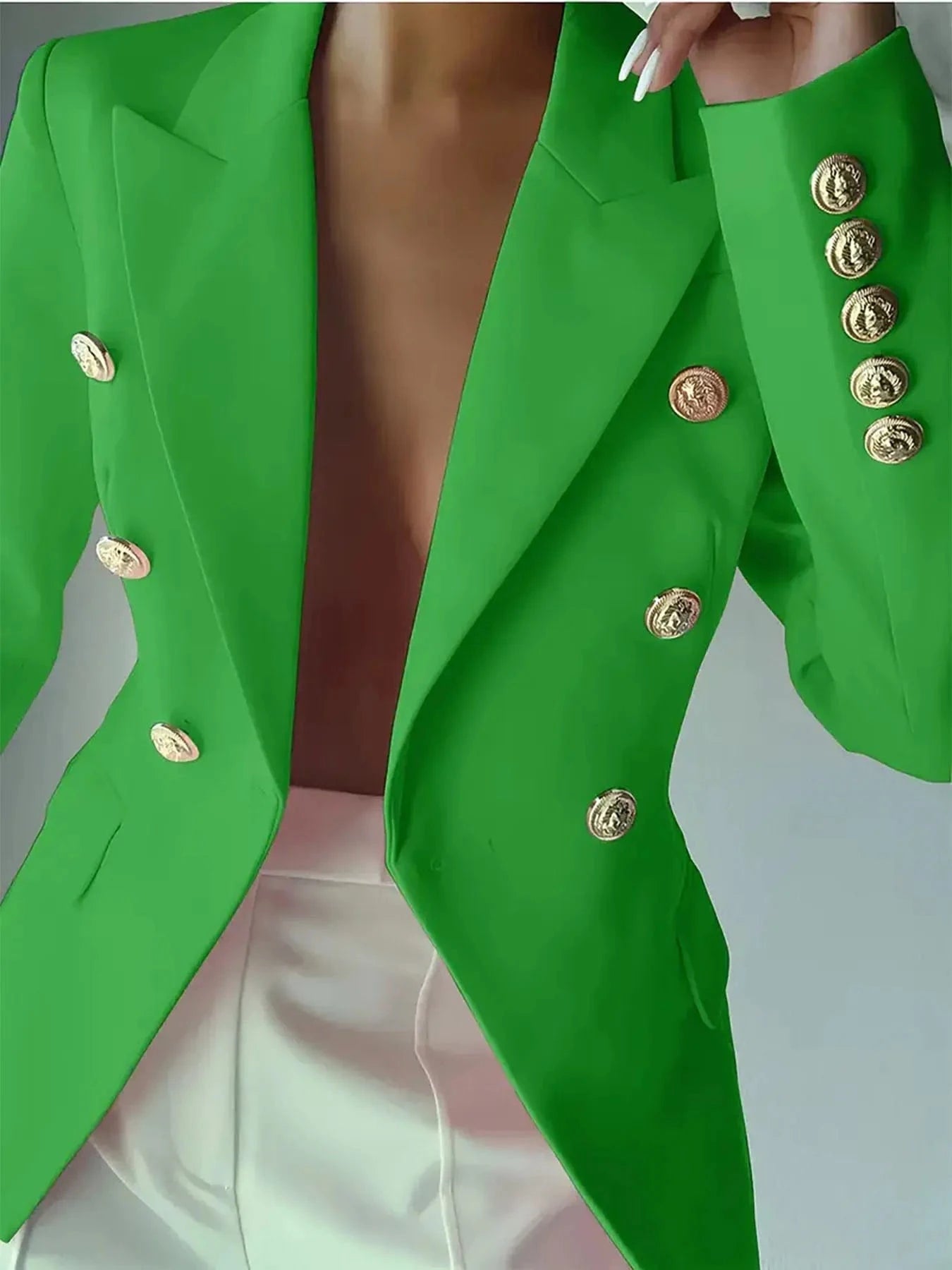 Decor Button Lapel Collar Blazer Blazers The Nichole Collection