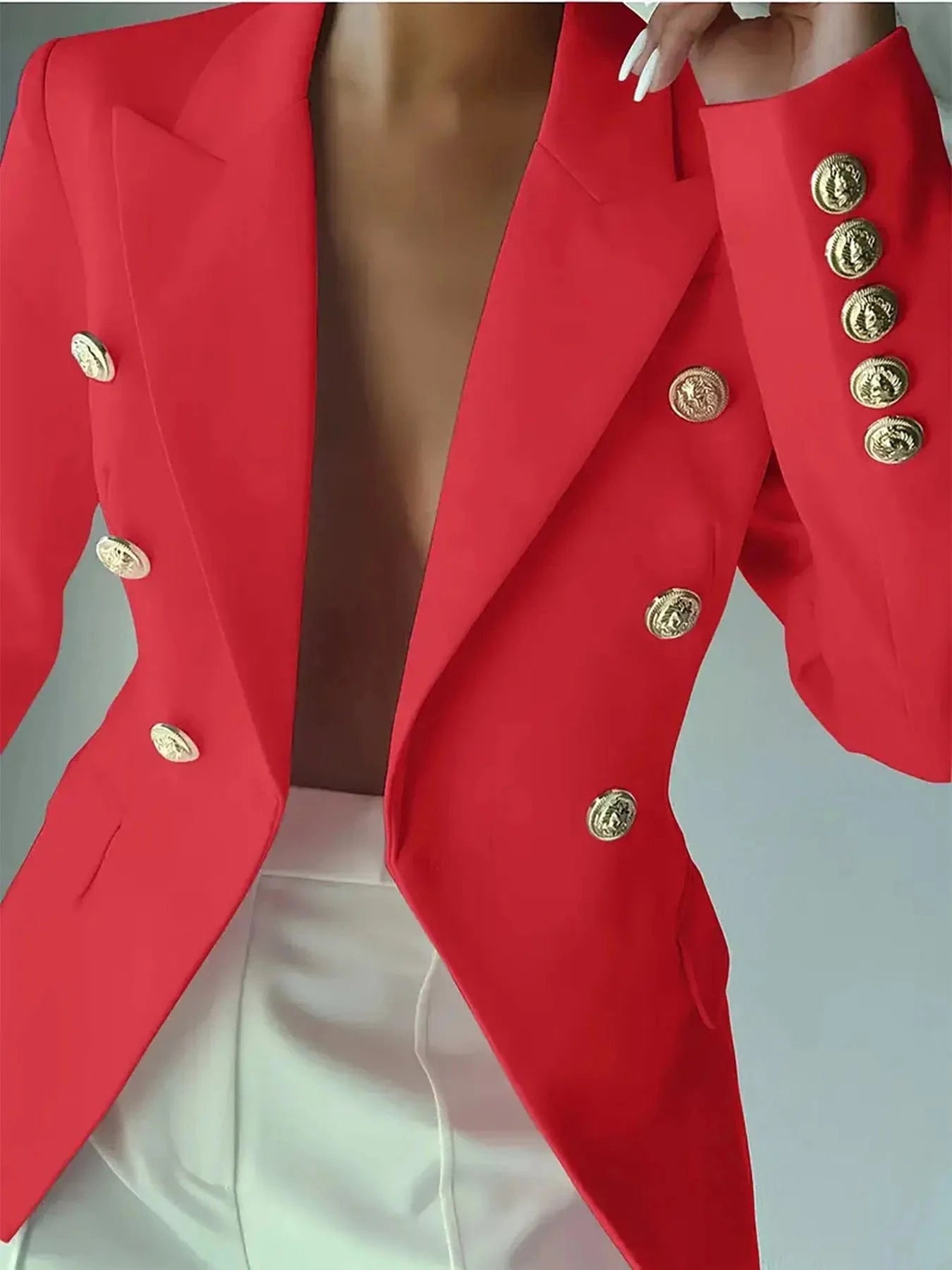 Decor Button Lapel Collar Blazer Blazers The Nichole Collection