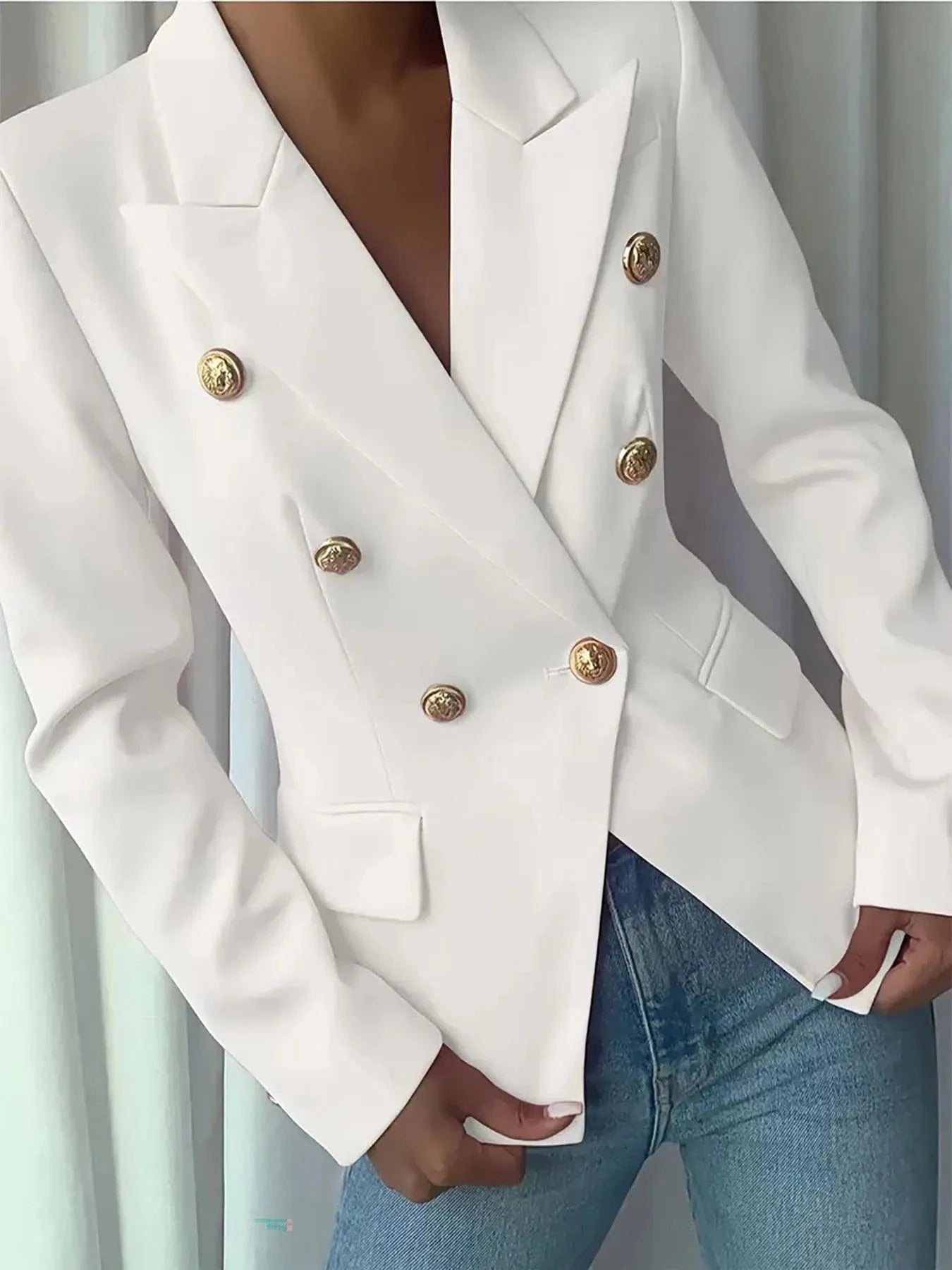 Decor Button Lapel Collar Blazer Blazers The Nichole Collection