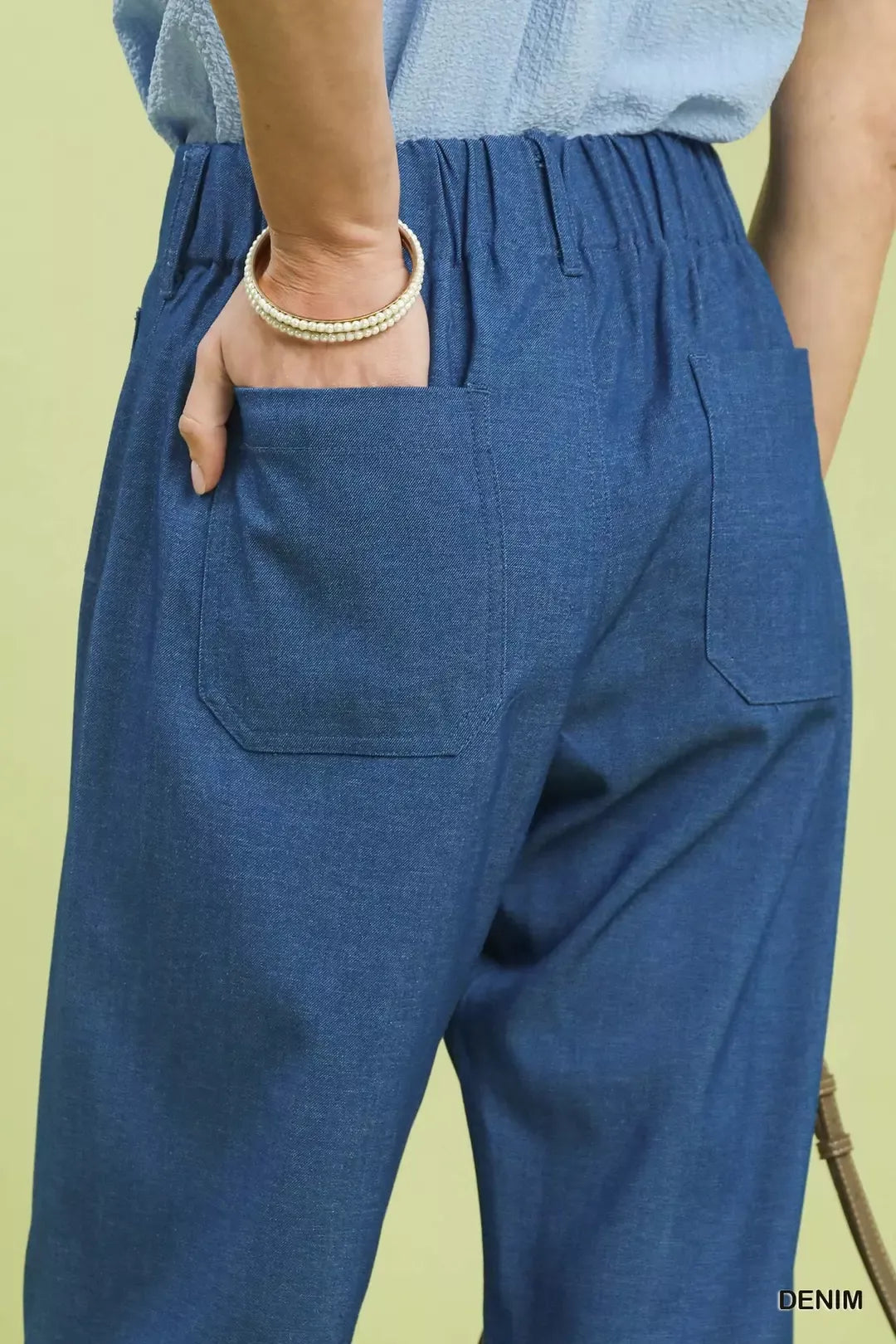 Denim Wide Leg Crop Pants with Front Pockets The Nichole Collection - Official Site