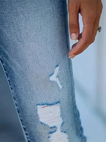 Distressed High-Waisted Skinny Jeans The Nichole Collection