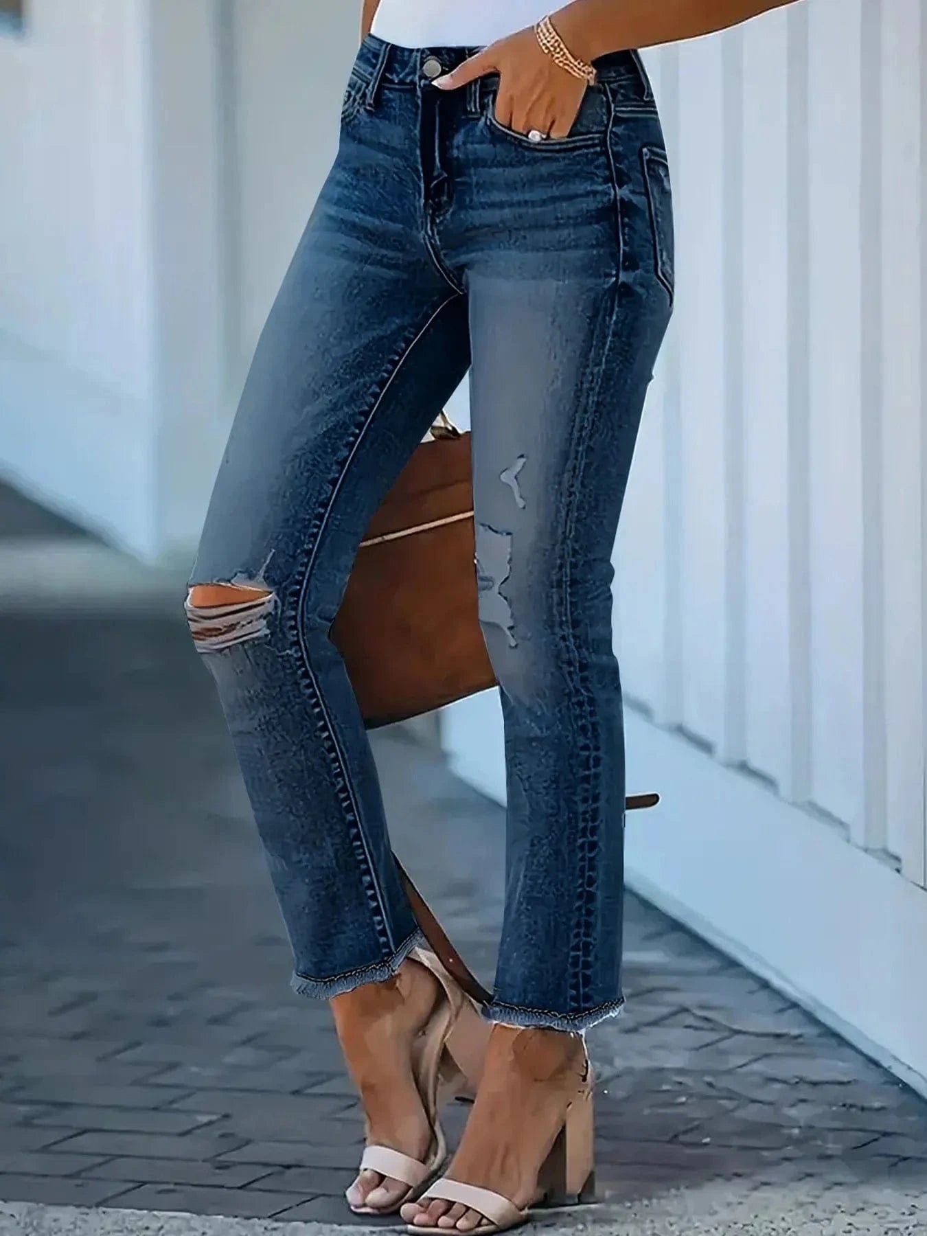 Distressed High-Waisted Skinny Jeans The Nichole Collection