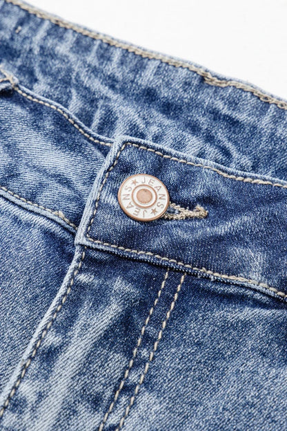 Distressed Raw Hem Bootcut Jeans The Nichole Collection