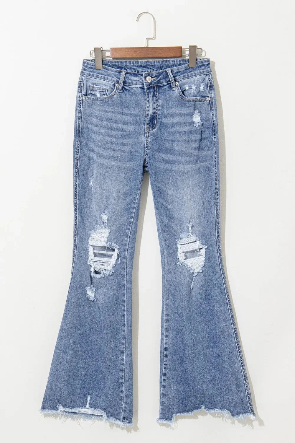 Distressed Raw Hem Bootcut Jeans The Nichole Collection