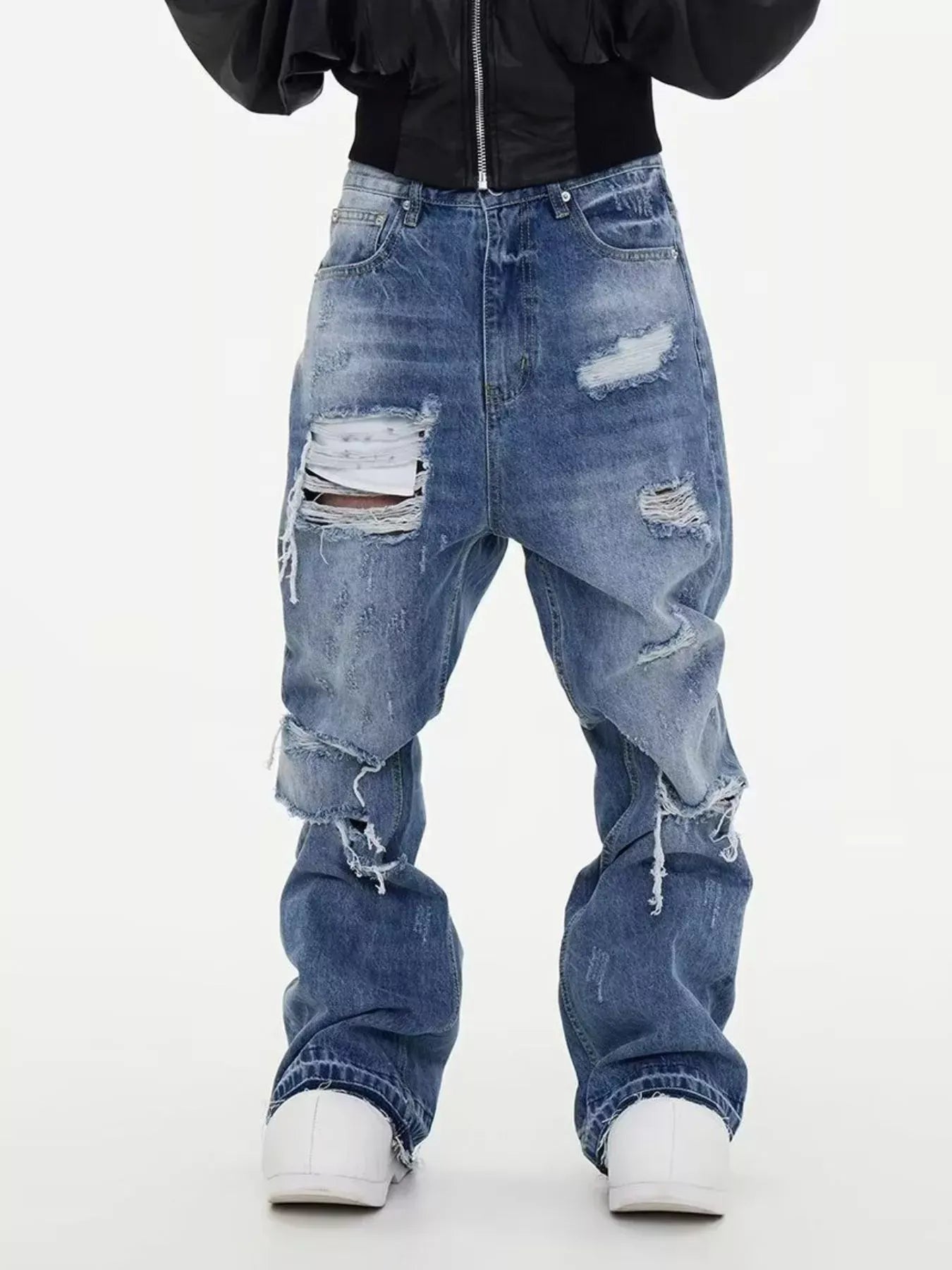 Distressed Wide Leg Jeans | The Nichole Collection