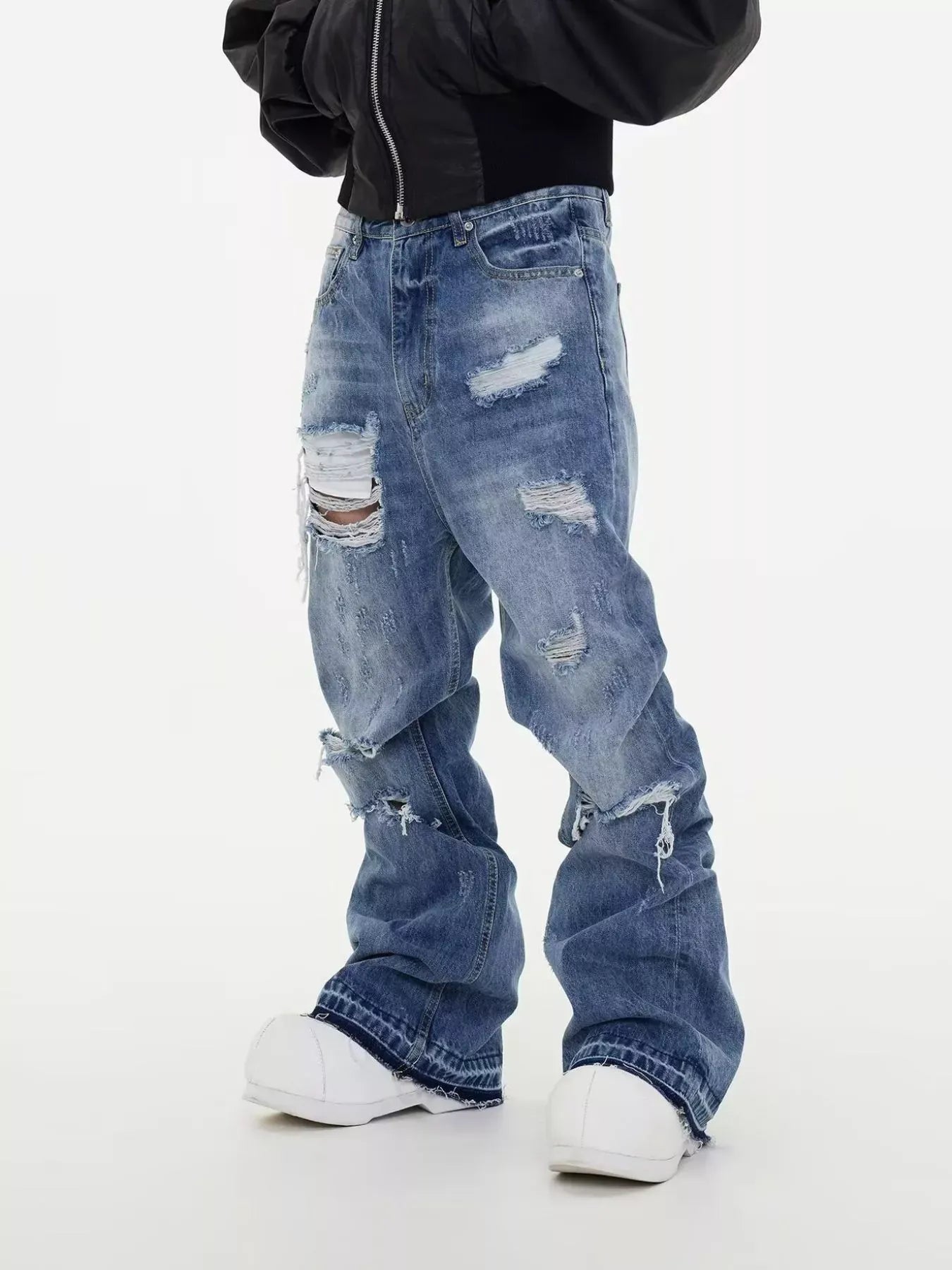 Distressed Wide Leg Jeans | The Nichole Collection