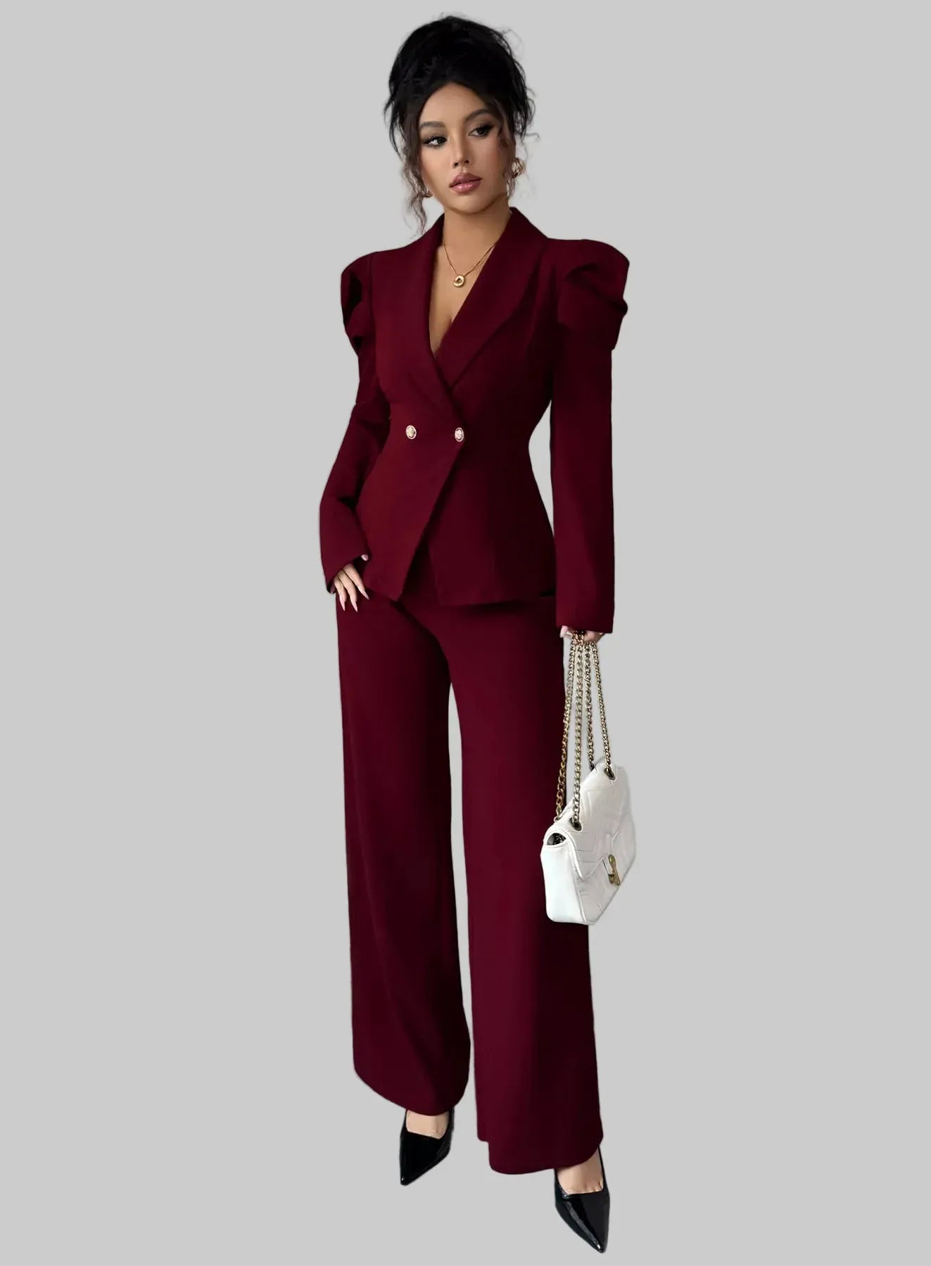 Double-Breasted Blazer and Pants Suit Set Women's Sets The Nichole Collection