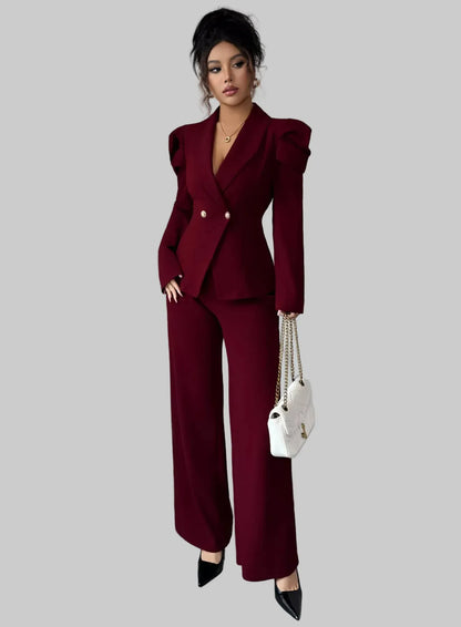 Double-Breasted Blazer and Pants Suit Set Women's Sets The Nichole Collection