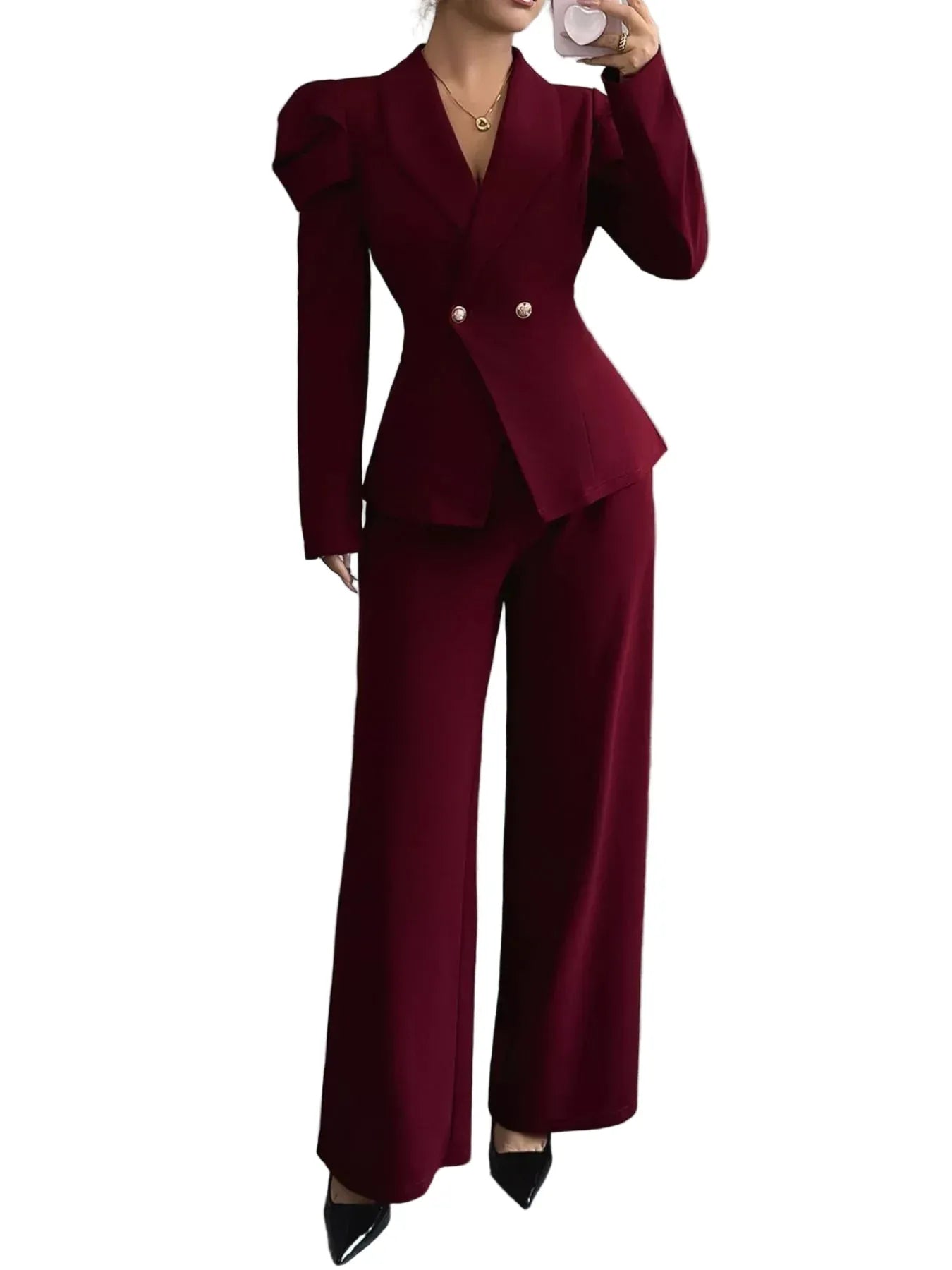 Double-Breasted Blazer and Pants Suit Set Women's Sets The Nichole Collection