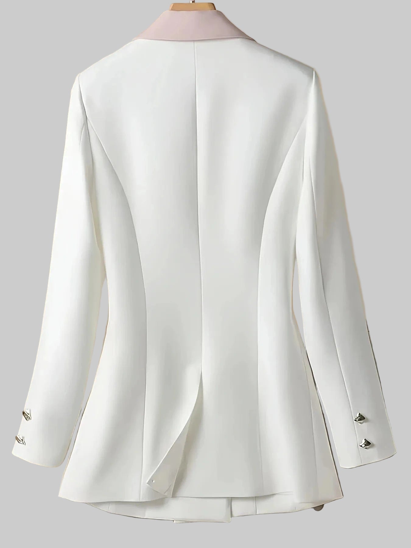 Double-Breasted Contrast Trim Blazer Trendsi