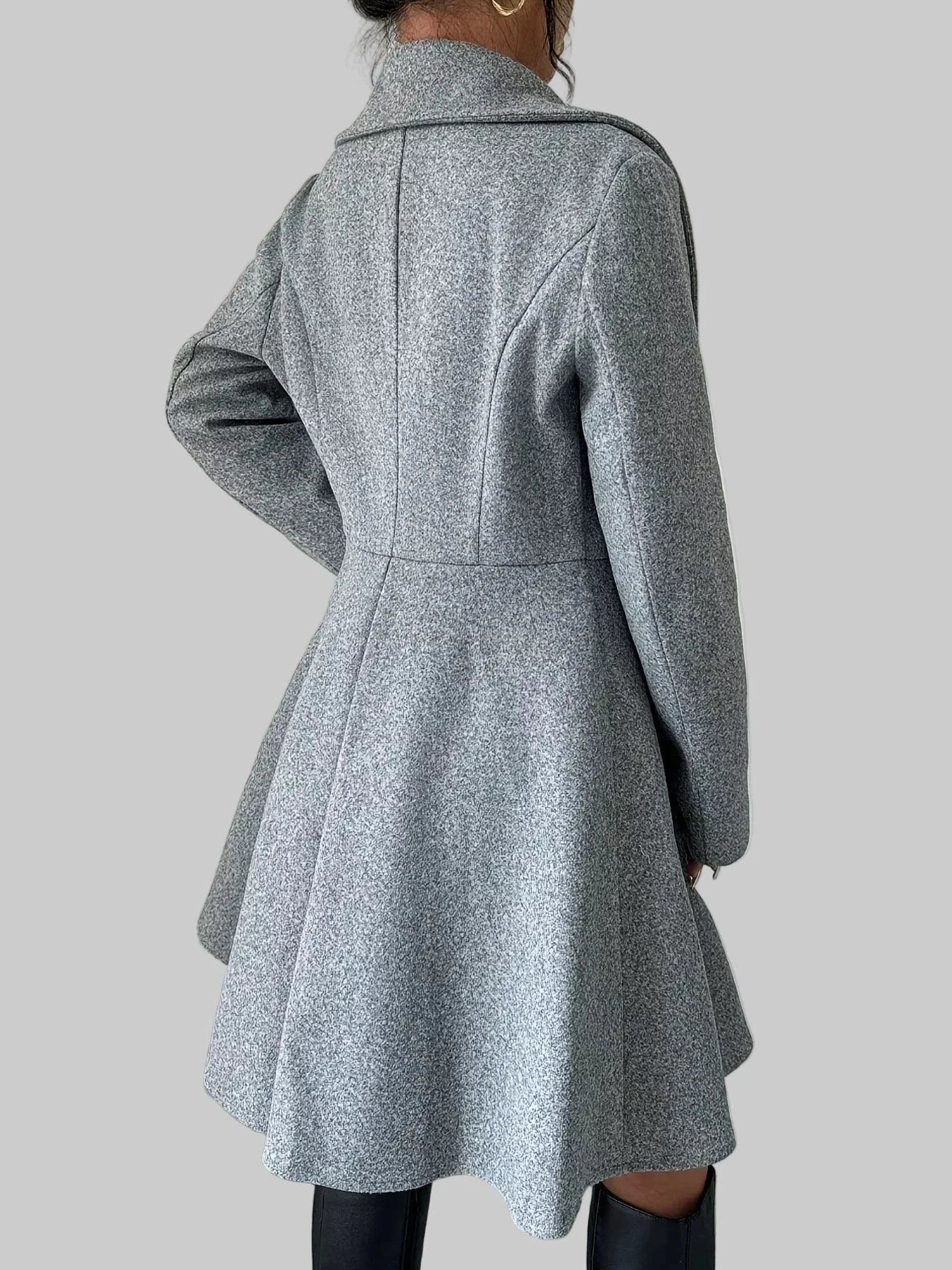 Double-Breasted Fit & Flare Wool Blend Coat The Nichole Collection