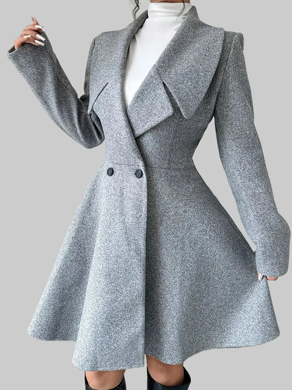 Double-Breasted Fit & Flare Wool Blend Coat The Nichole Collection