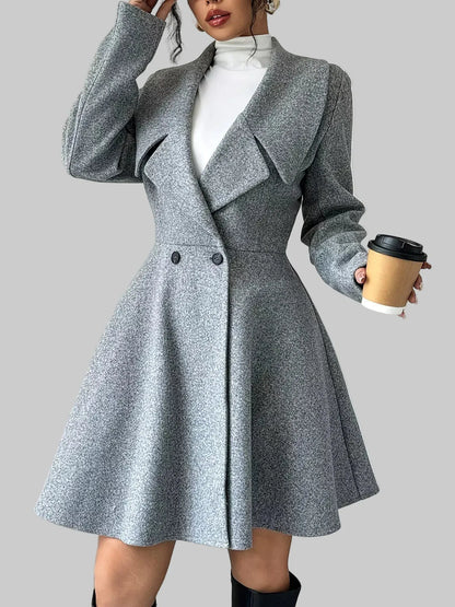 Double-Breasted Fit & Flare Wool Blend Coat The Nichole Collection