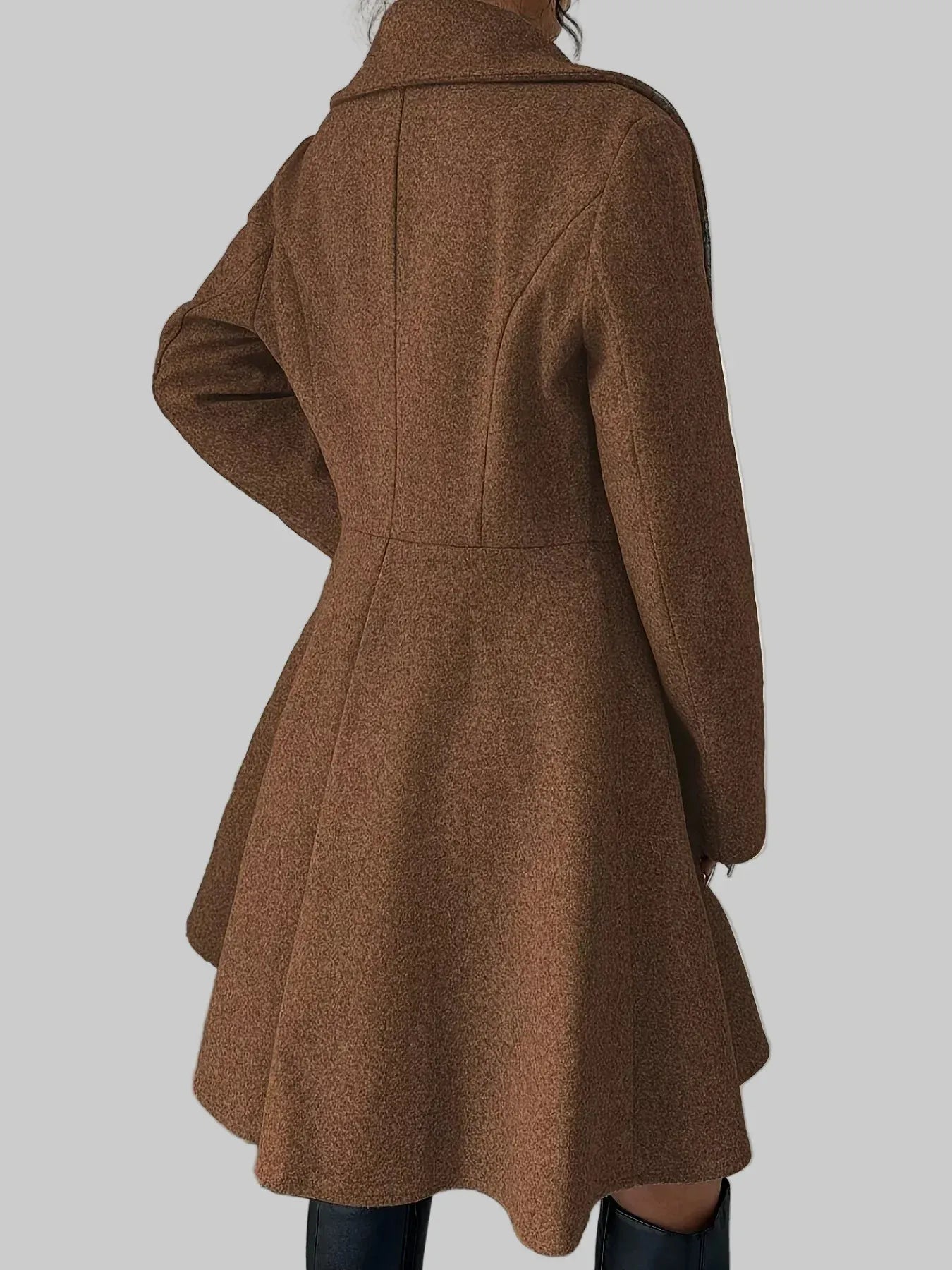 Double-Breasted Fit & Flare Wool Blend Coat The Nichole Collection