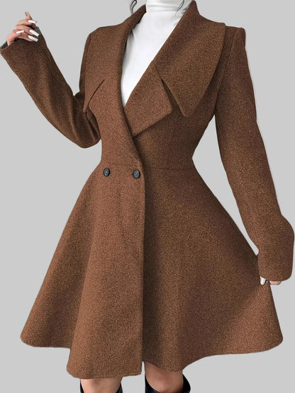 Double-Breasted Fit & Flare Wool Blend Coat The Nichole Collection