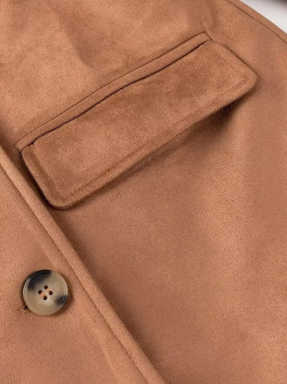 Double-Breasted Lapel Collar Long Coat The Nichole Collection