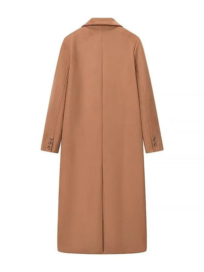 Double-Breasted Lapel Collar Long Coat The Nichole Collection