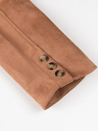 Double-Breasted Lapel Collar Long Coat The Nichole Collection