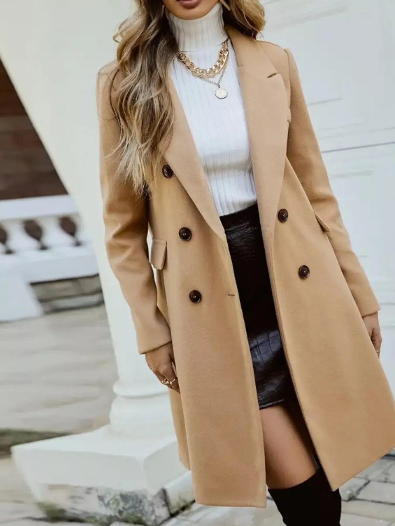 Double-Breasted Longline Coat The Nichole Collection