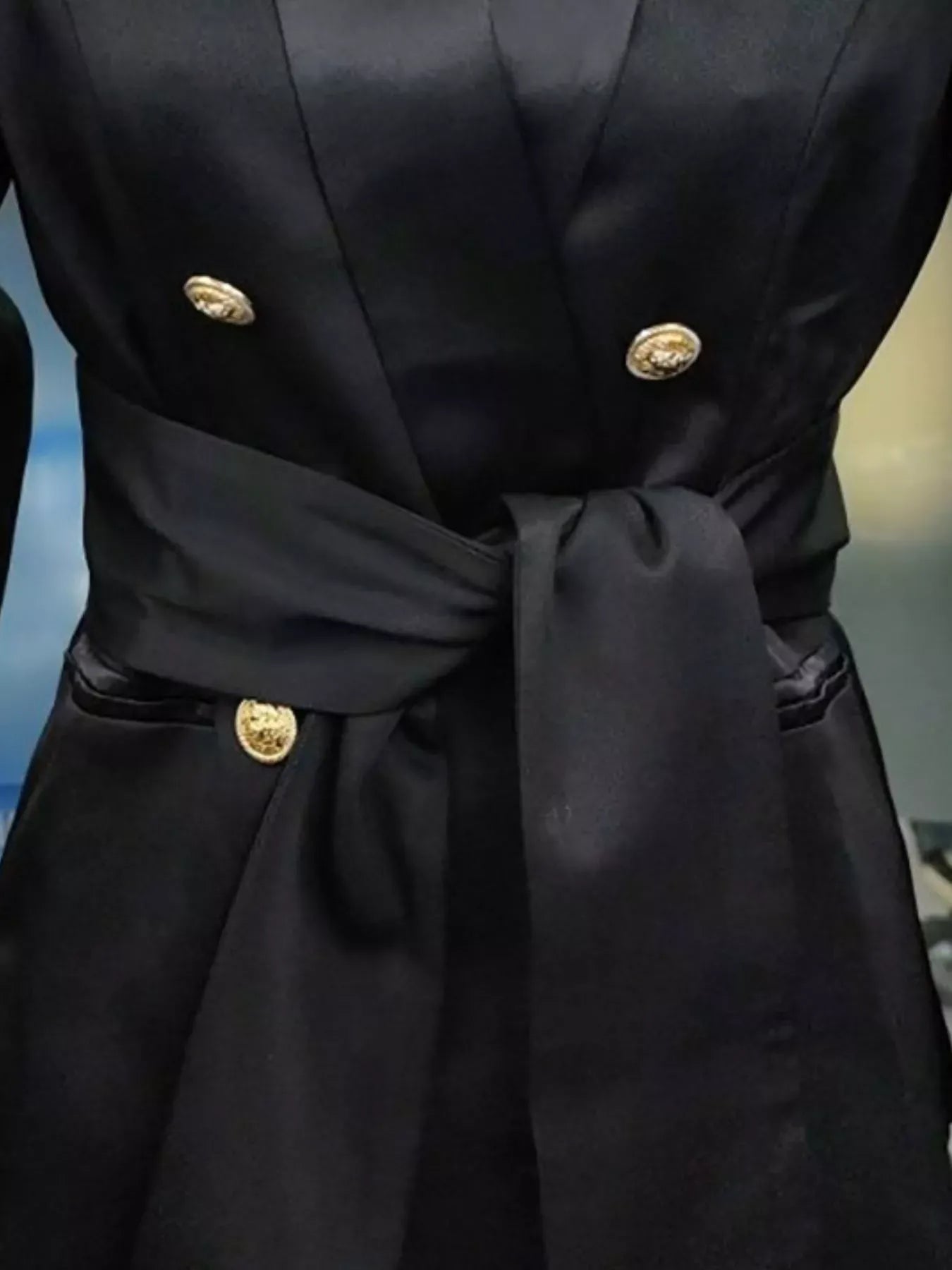 Women's Black Classic Double-Breasted Slim Fit Blazer - Black / S