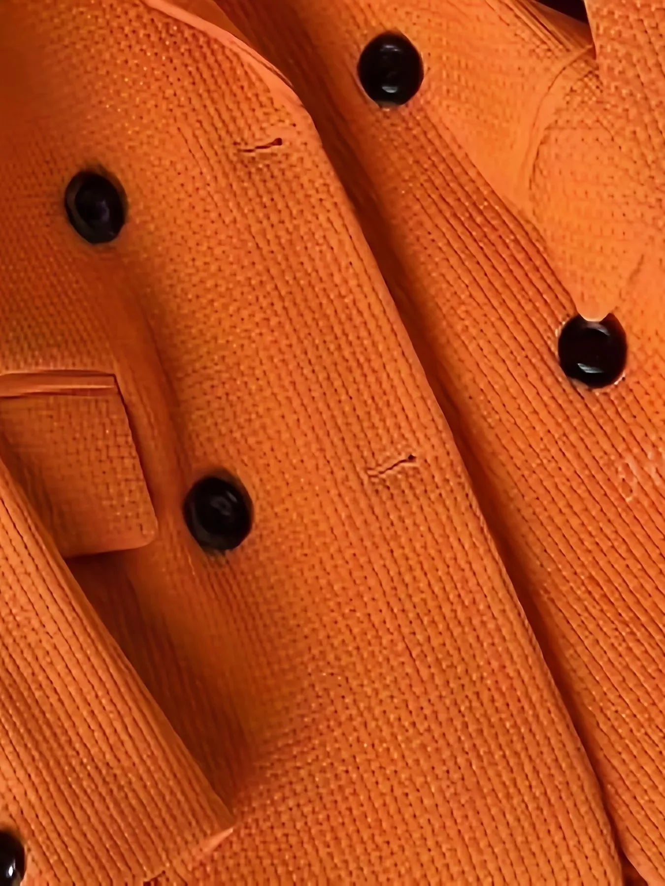 Double-Breasted Textured Blazer - Orange / S