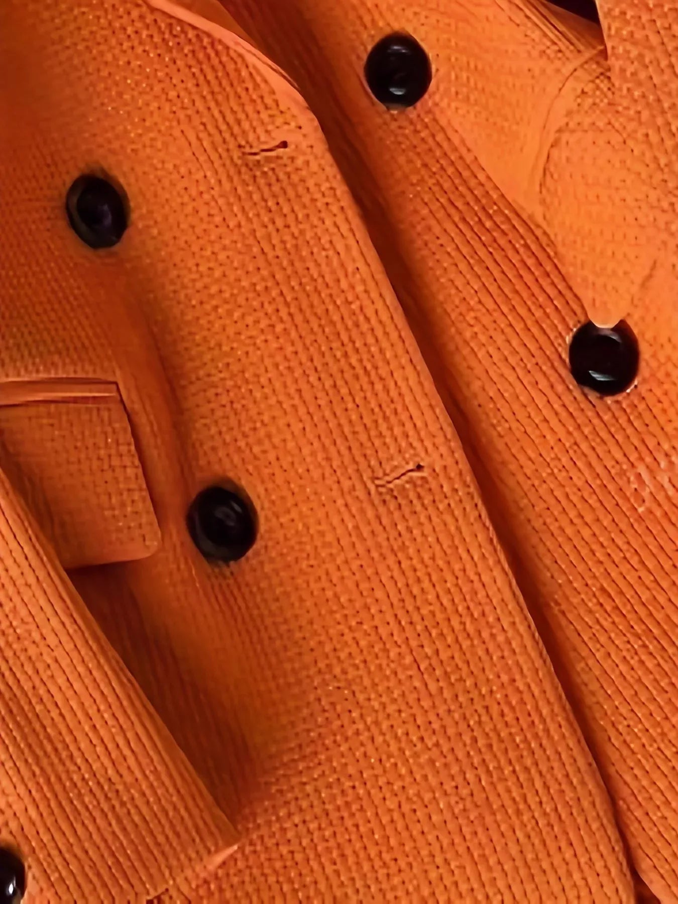 Double-Breasted Textured Blazer - Orange / S