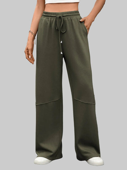 Drawstring High Waist Wide Leg Casual Pants The Nichole Collection
