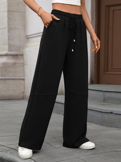 Drawstring High Waist Wide Leg Casual Pants The Nichole Collection