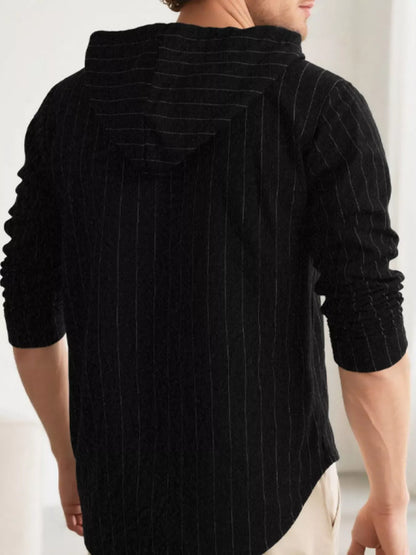Drawstring Hooded Button Up Shirt | The Nichole Collection