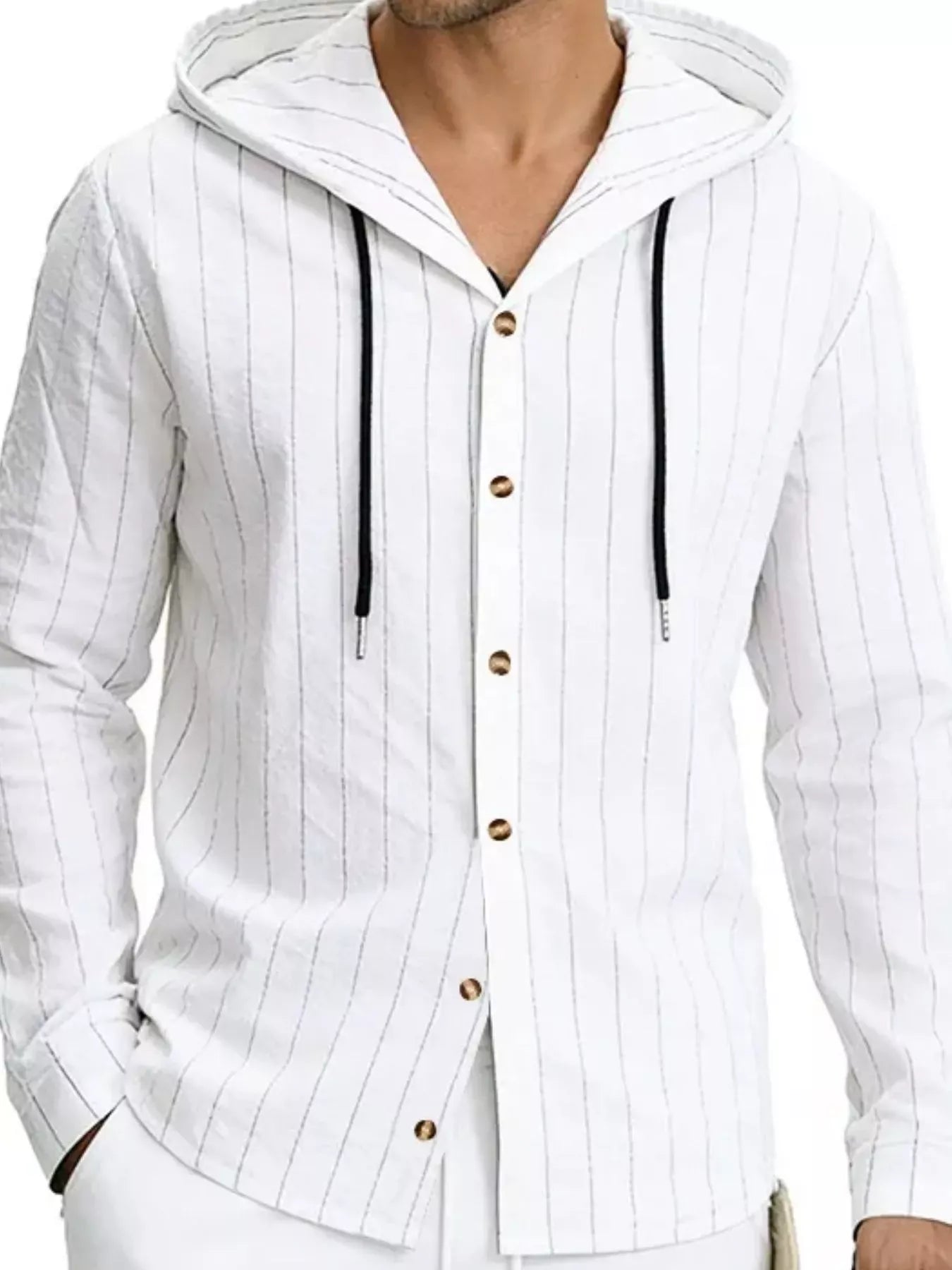 Drawstring Hooded Button Up Shirt | The Nichole Collection