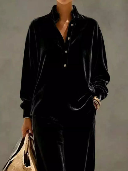 THE RELAXED VELVET WIDE-LEG SET The Nichole Collection - Official Site