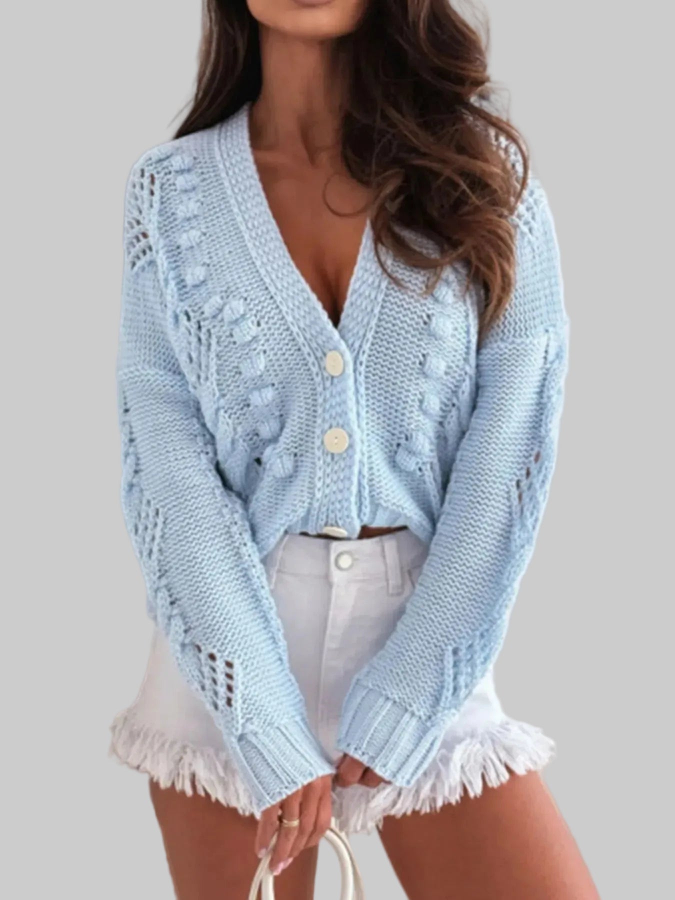 Button Up V-Neck Cardigan | The Nichole Collection