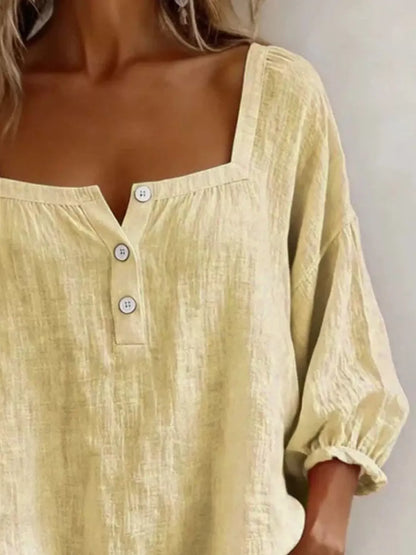 SQUARE-NECK BUTTON-DETAIL BLOUSE The Nichole Collection - Official Site