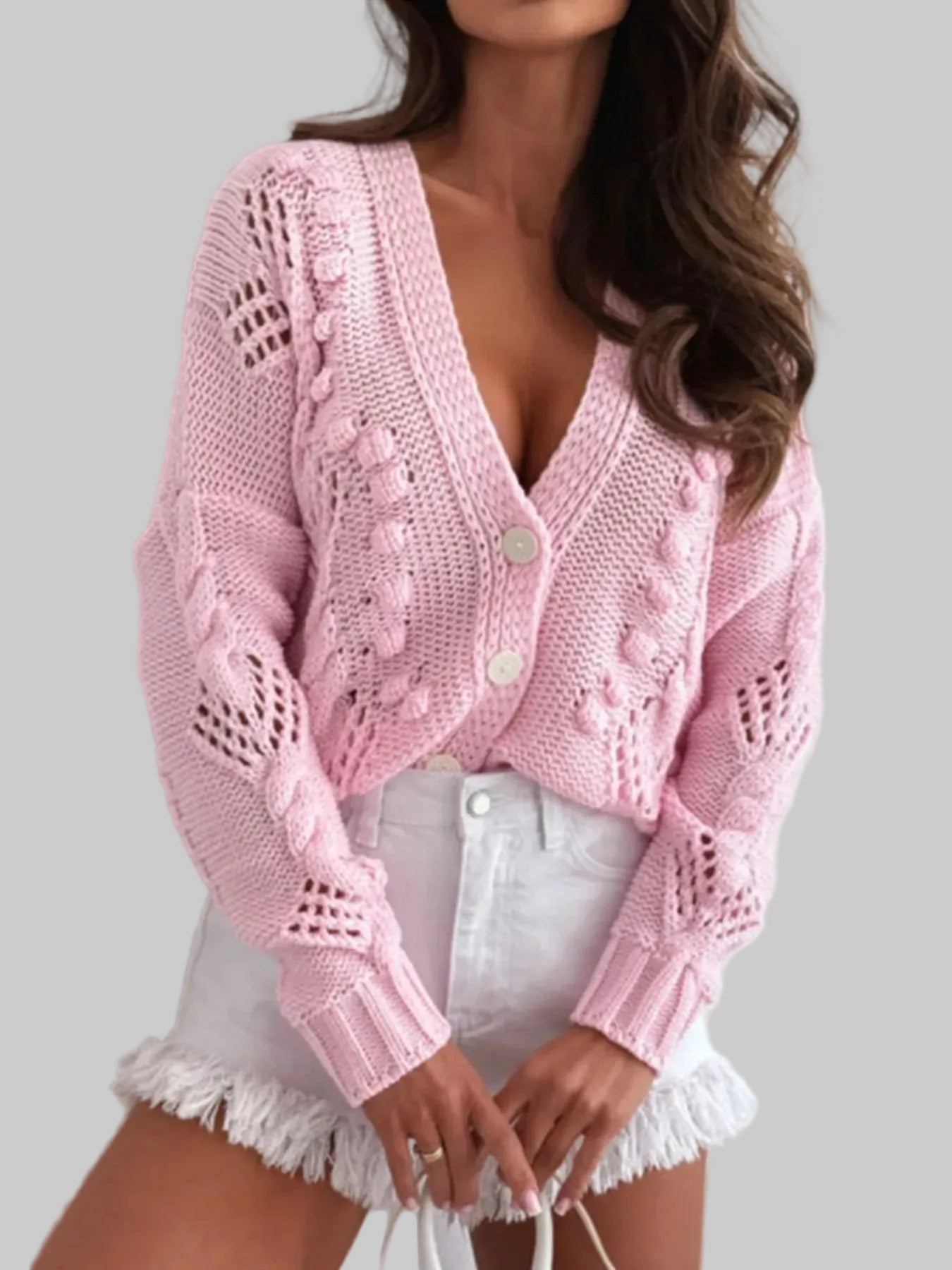 Button Up V-Neck Cardigan | The Nichole Collection