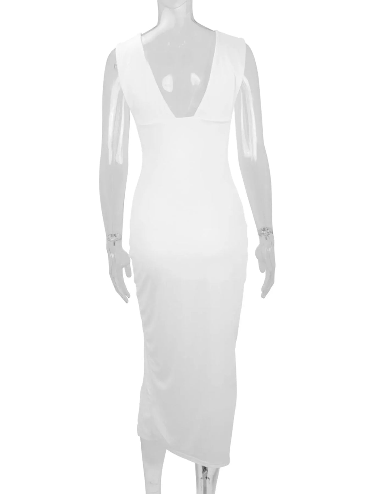 Sleeveless Deep V-Neck Ruched High-Slit Bodycon Dress The Nichole Collection - Official Site