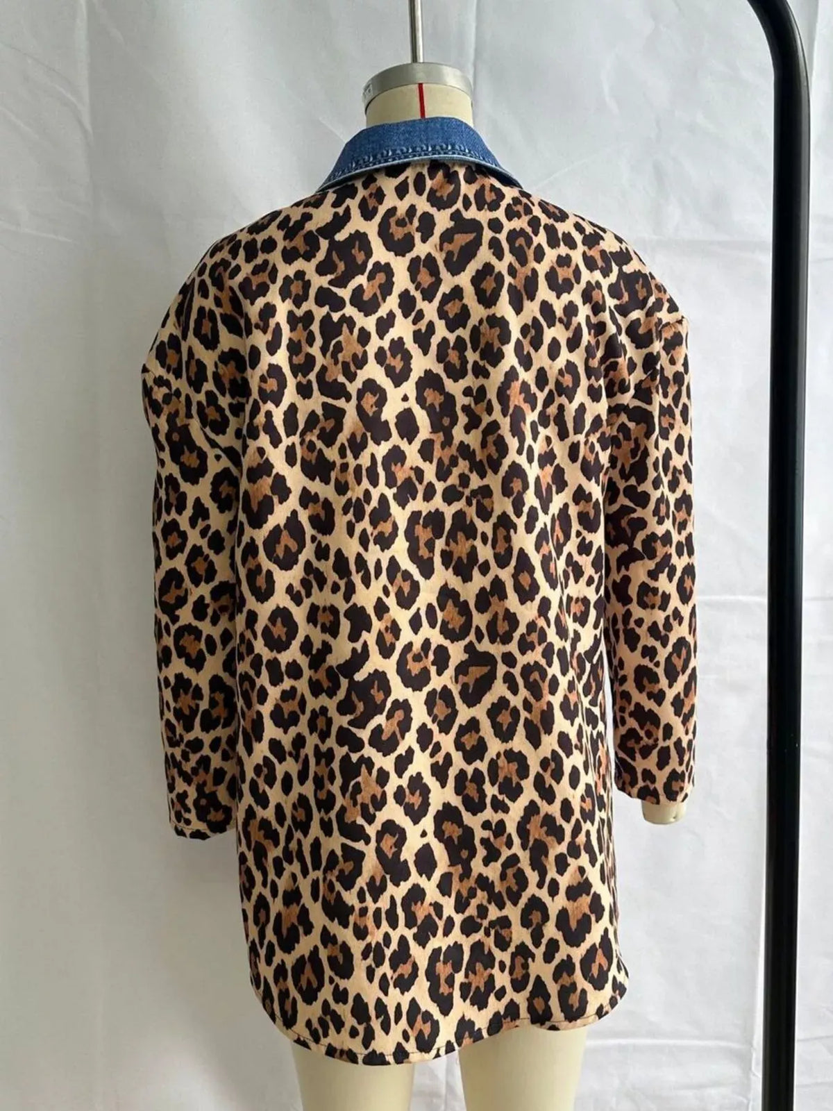 Denim Leopard Print Colorblock Jacket The Nichole Collection