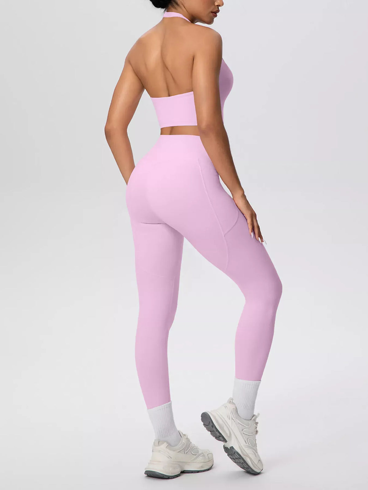 Halter-Neck Crop Top and High-Waisted Leggings Active Set The Nichole Collection - Official Site