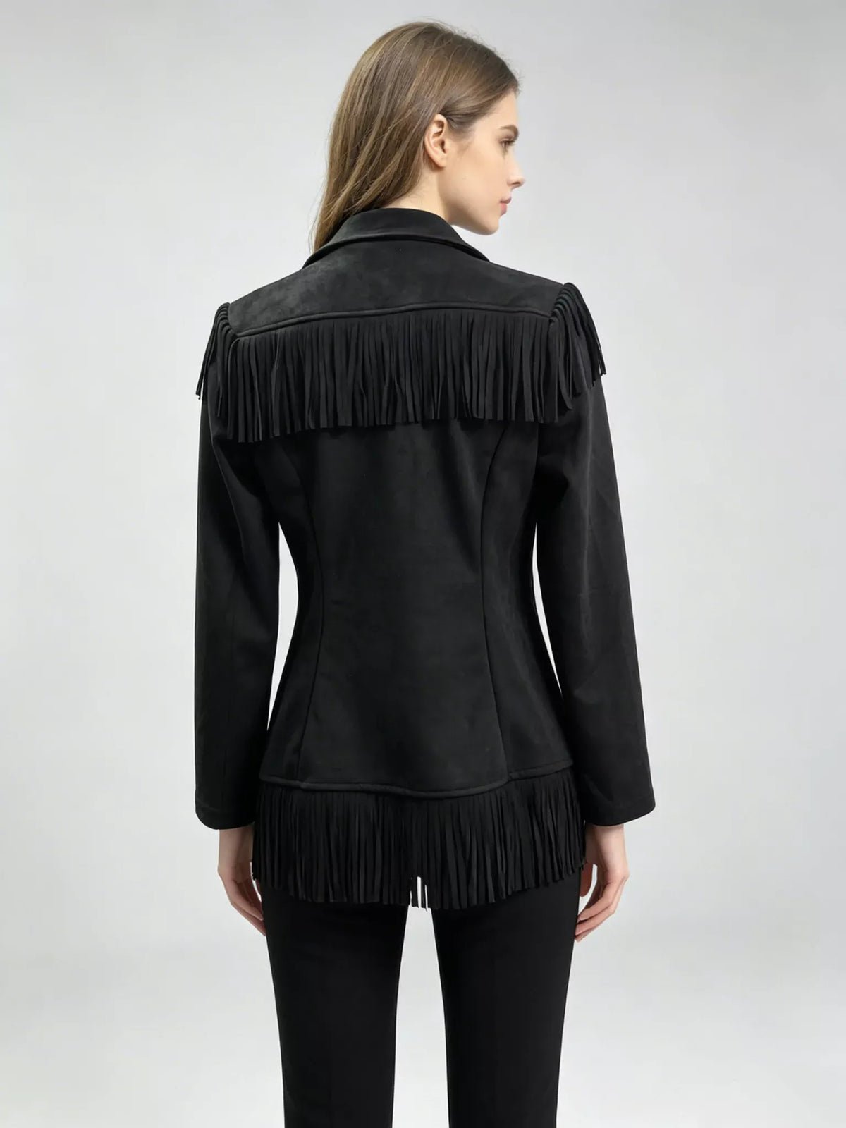 Western Fringe Open-Front Lapel Jacket The Nichole Collection - Official Site
