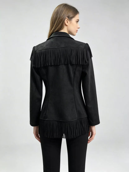 Western Fringe Open-Front Lapel Jacket The Nichole Collection - Official Site
