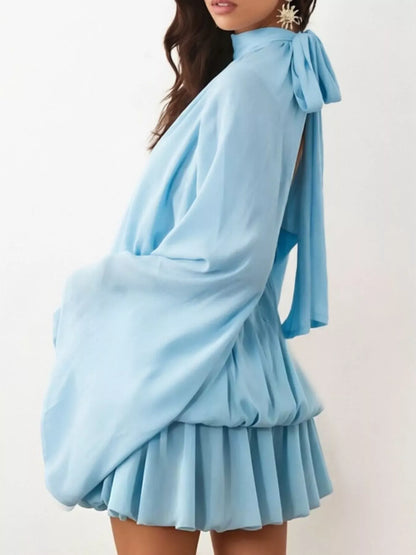 Tie-Back Layered Flare-Sleeve Mini Dress The Nichole Collection - Official Site