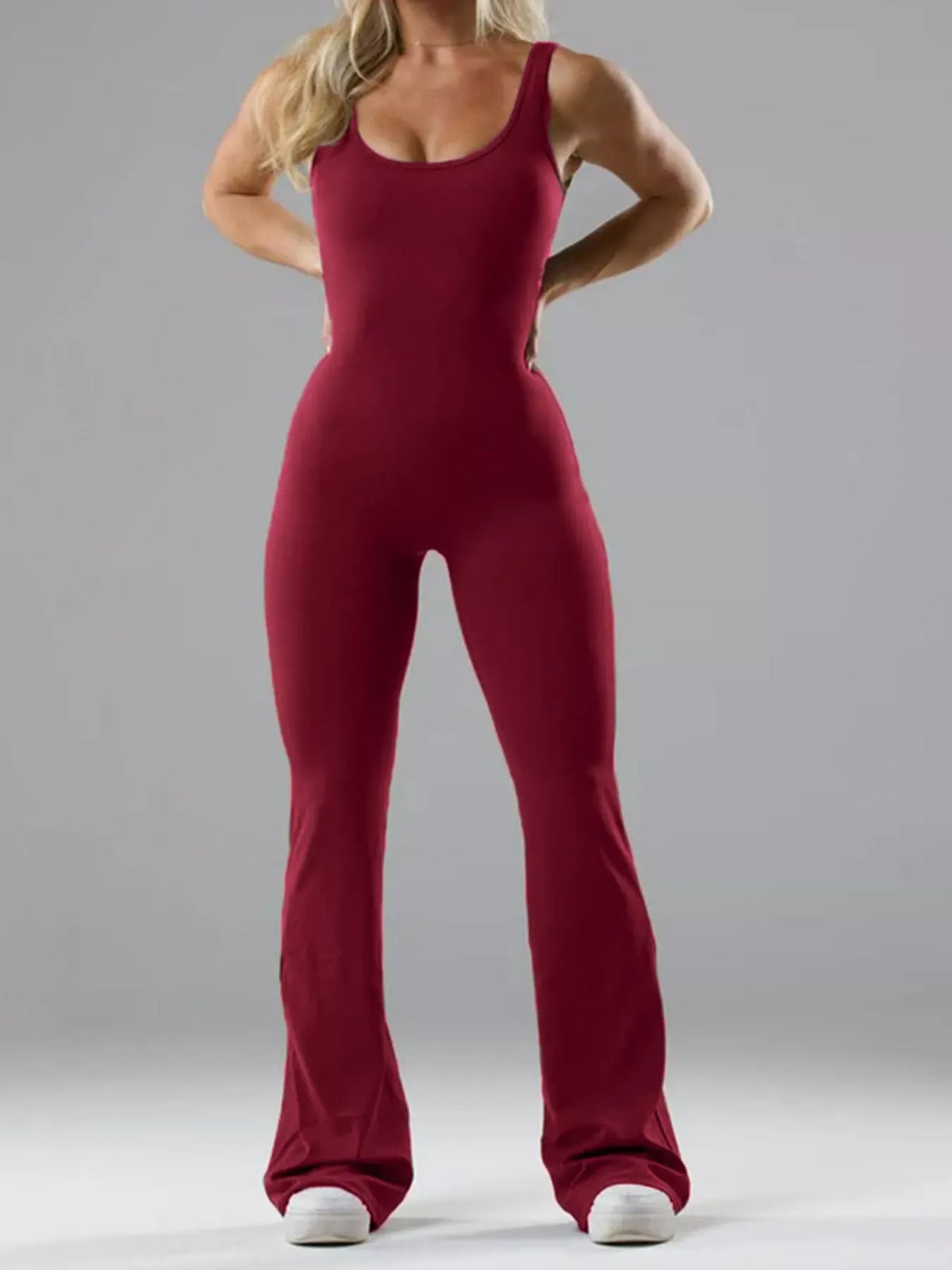 Seamless Scoop-Neck Flared Jumpsuit The Nichole Collection - Official Site