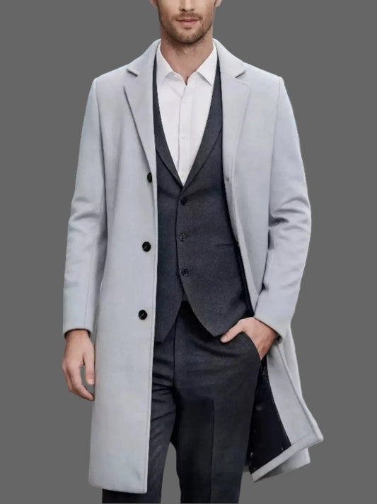 Men's Slim-Fit Lapel-Collar Overcoat Jonathan M Collection