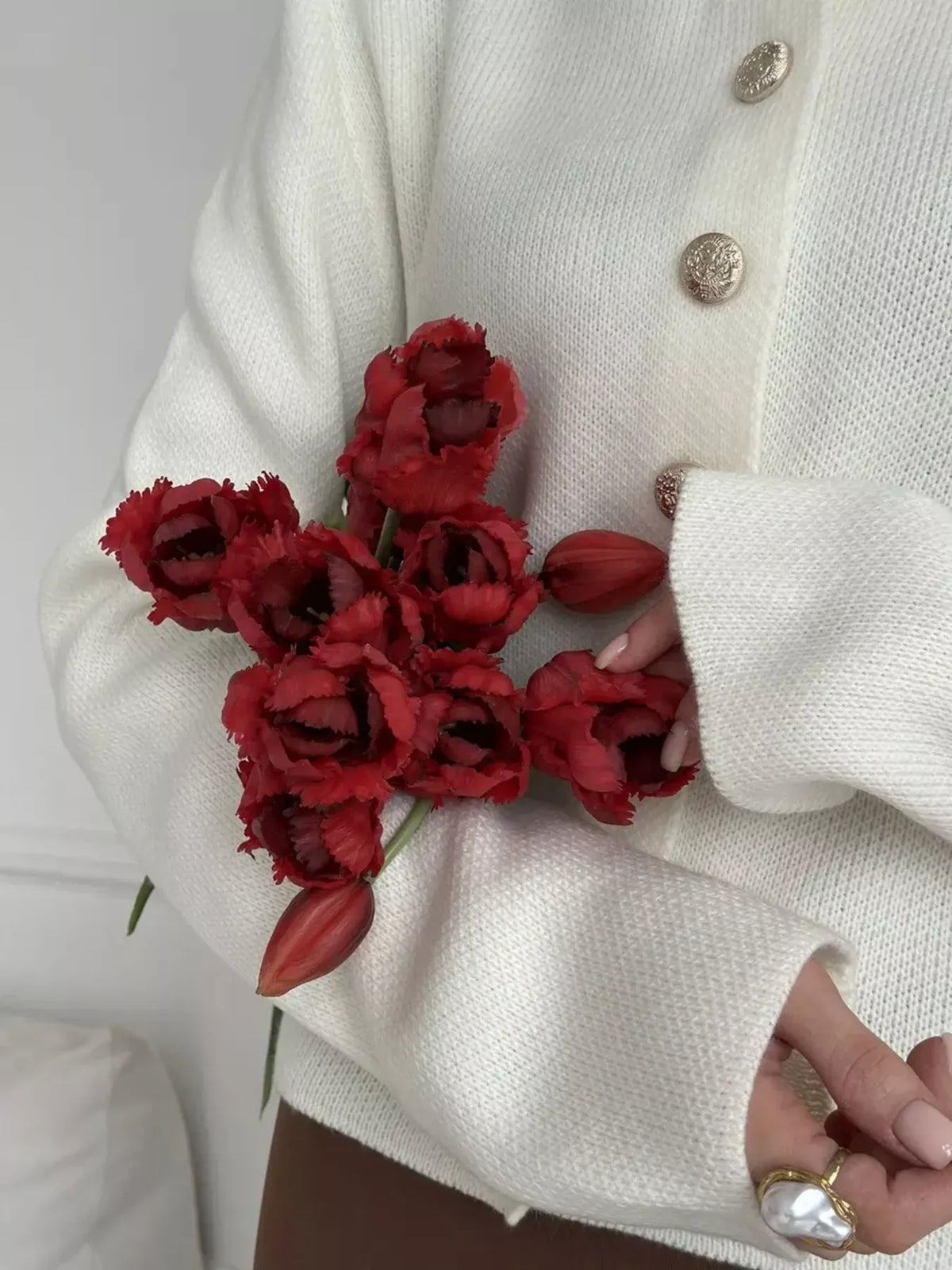Decorative-Button Crew-Neck Knit Cardigan The Nichole Collection - Official Site